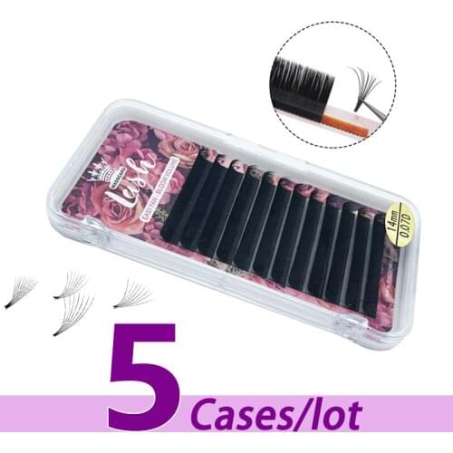 5pcs/lot MASSCAKU Easy Fan Silk Eyelash 1s Blooming Eyelash Extensions Individual Automatic Flowering Volume Lashes Extensions