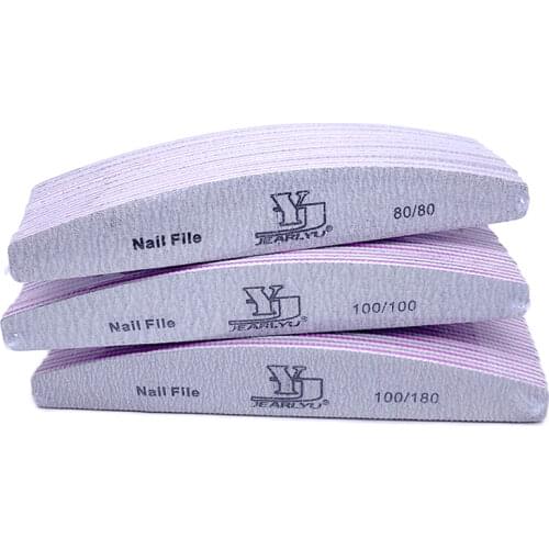 50pcs/lot Grey Nail Files Sanding For Nail Art Tips 80/100/180 Grit Washable Buffing Brand Sandpaper Block Manicura Pedicure New