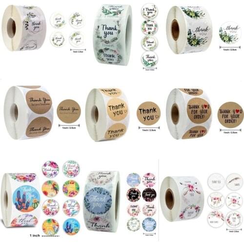 500pcs/roll Round Natural Kraft Handmade Stickers Scrapbooking Adhesive Thank You Sticker Seal Labels Stationery