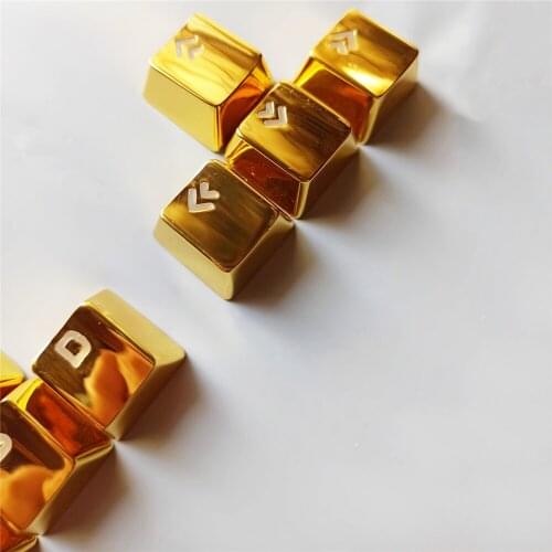 8 Keys Metal Key Cap Light Transmission Zinc Alloy WASD Keycaps with Arrow Keys for Mechanical Keyboard