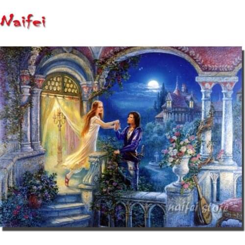 Full Diamond "Romeo and Juliet balcony" romantic DIY 5D Diamond Painting Cross Stitch Home Decor Picture Of Rhinestone Handmade