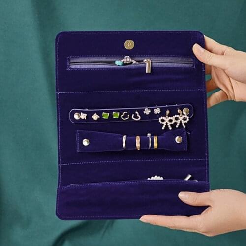 Velvet Jewelry Storage Bags Royal Blue Pvc Portable Travel Accessories Organizer Necklace Bracelet Earring Rings Collection