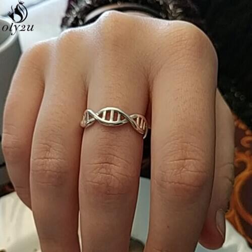 Bohemian Vintage Lovely DNA Rings for Women Simple Biology Chemistry Molecule Ring Statement Jewelry Anillos Gift