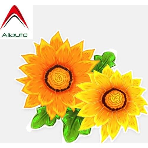 Aliauto Flower Car Stickers Beautiful Sunflowers Accessories Decor Vinyl Decal for Opel Corsa Hyundai Creta Toyota,14cm*12cm