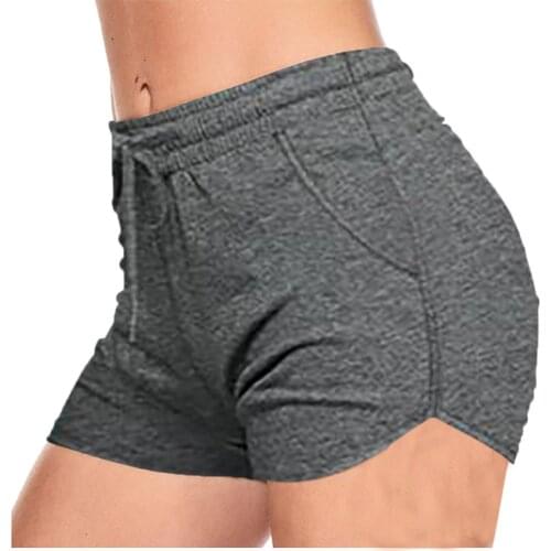 Women Solid Running Shorts Sport Pant Elastic Waist Workout Pocket Shorts High Waist Biker Bodycon Shorts Summer Running