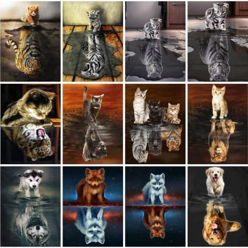 EverShine Diamond Mosaic Cat Cross Stitch 5D DIY Diamond Painting Full Square Animals Rhinestones Art Gift Bead Embroidery Kits