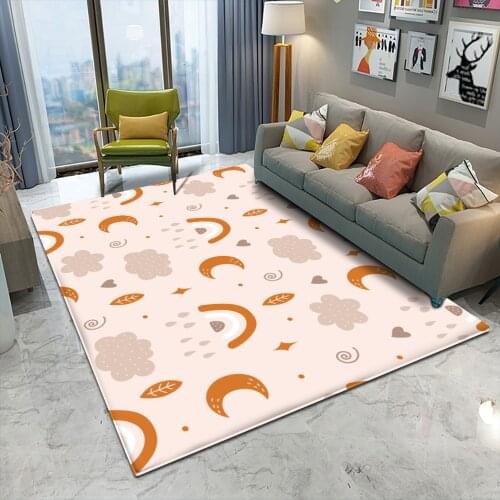 Top Brand Cute Moon Sky White Cloud Pattern Flannel Carpet Non-Slip Carpet Bedroom Living Room Decor Rectangle Carpet Alfombra