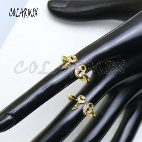 10 Pcs Lock and key rings fashion jewelry gift for women wholesale jewelry not fade color zircon jewelry 9611