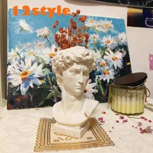 Creative art flower pot Makeup brush storage Pen holder Portrait Human Head Resin David Medici Vase Home Decoration Ornaments