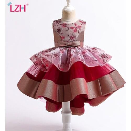 LZH 2021 Princess Dress For Children Fashion Lace Multi-Layer Mesh Evening Dresses New Birthday Dresses For Girl Party Clothing