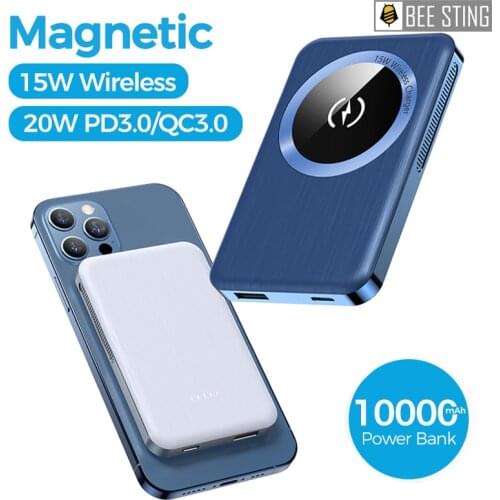 Magnetic Wireless Power Bank 15W QI Wireless Charger 10000mAh Power Bank For iPhone 12 Pro Portable Mini Mobile Battery