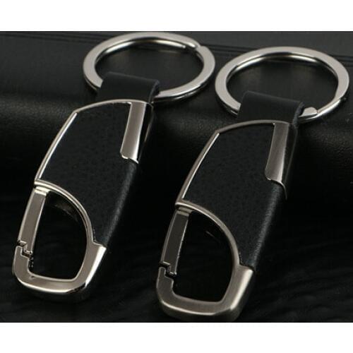 Car-Styling Metal Key Ring Cowhide KeyChain For Cadillac CTS XTS SRX ATS CT6 ESCALADE