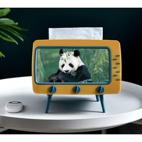 Multifunctional TV Tissue Box Office Desktop Paper Holder Dispenser Storage Napkin Case Organizer with Mobile Phone Holder