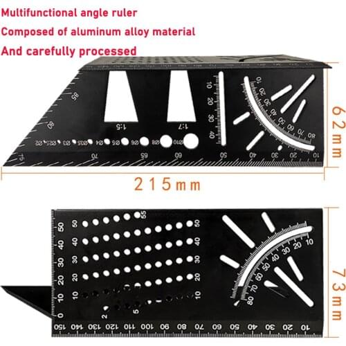 45/90 Degree Aluminum Alloy Multifunctional Woodworking Angle Ruler T-shaped Combination Ruler 3D Miter Angle Scriber