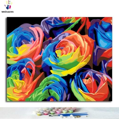 Colorful Rose DIY Digital Painting Kit Home Wall Art Decoration Painting Living Room Hand-painted Canvas Painting