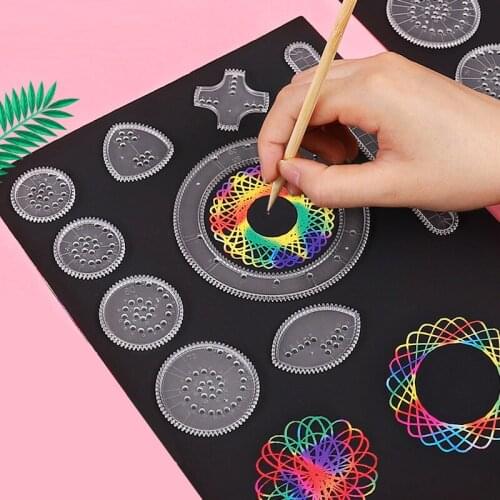 35PC Spirograph Drawing Toys Set Interlocking Gears Wheels Painting Drawing Accessories Creative Educational Toy Spirographs GYH