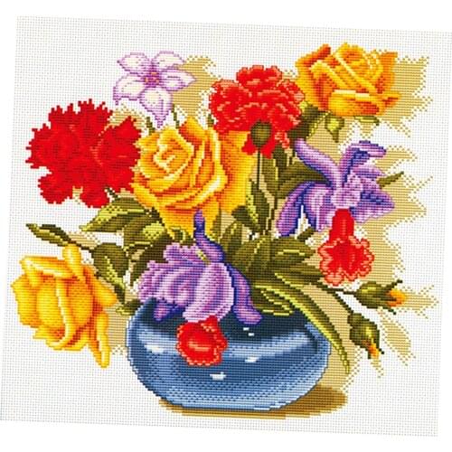 Flower Pattern Counted Cross Stitch Kits 11ct For Bedroom Wall Decoration
