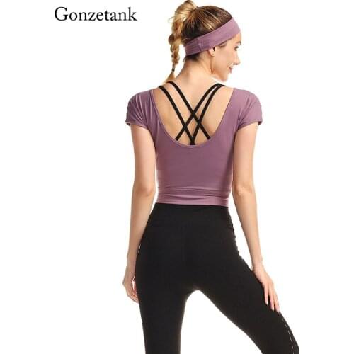 2021 Spring Summer New Yoga Clothes Womens Beautiful Back Running Fitness Clothes Running Sports Short-sleeved Tops Yoga Shirts