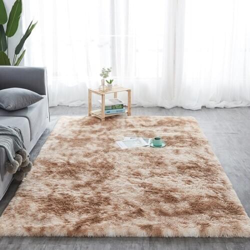 Nordic Ins Simple Rug Tie Dyed Plush Living Room Soft rug Study Bedside Bedroom Non-slip Carpet Absorbent Carpet