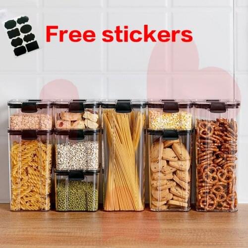 Transparent With Lid Pantry Pasta Box Multigrain Sealed Cans Food Storage Container Plastic Kitchen Refrigerator Cereal jars
