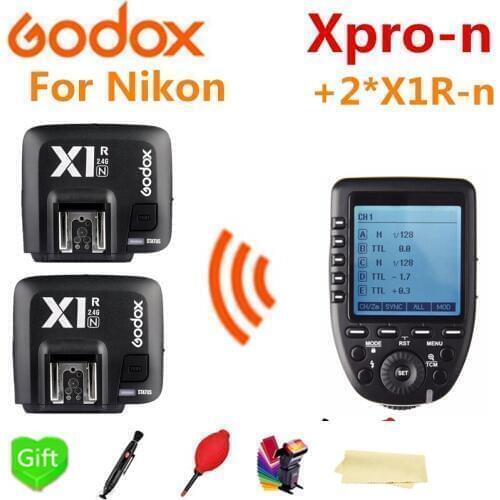 Godox Xpro-N i-TTL II 2.4G X System HSS Wireless Control Remote Trigger with 2PCS X1R-N Receiver for Nikon D3200 D3300 D5300 D70