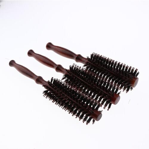 3 Sizes S/M/L Anti-Static Round Hairbrush Hair Curling Styling Blow Dry Rolled Brush Comb Dark Brown