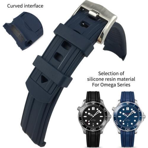 19mm 20mm 21mm soft Rubber Silicone Watch band Watchband for Omega strap Seamaster 300 speedmaster Ocean Bracelet Accessories