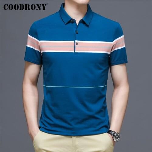 COODRONY Brand Spring Summer New Arrival High Quality Business Casual Striped Short Sleeve Polo-Shirt Men Cool Clothing C5172S