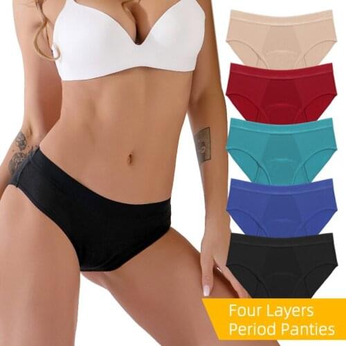 Period Panties Sexy Hi-Waist Woman Menstruation Underwear Four Layer Leakproof Hollow Out Physiological Panties