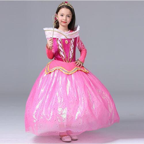 Sleeping Beauty princess elegant dresses for girls party Aurora dress childrens clothes kid Aurora Costume
