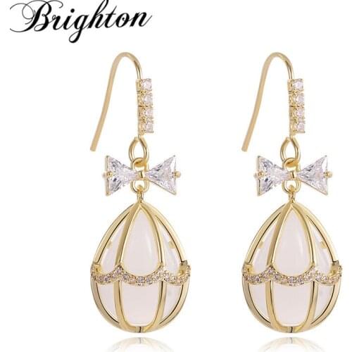Brighton Delicate Butterfly Zircon Dangle Earrings For Women Party Water Drop Opal Alloy Brincos Temperament Jewelry Gift Bijou