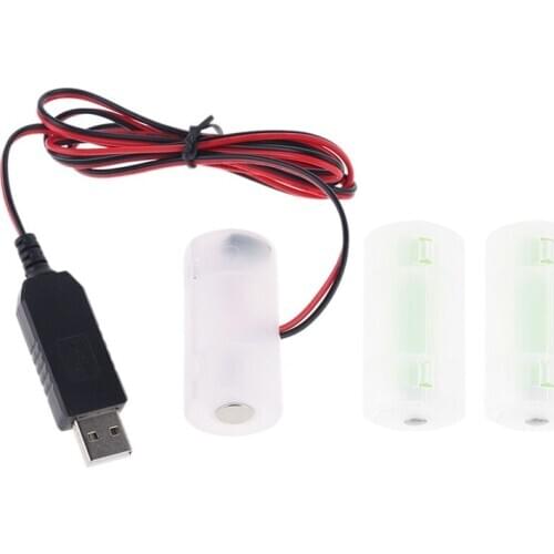 AM2 LR14 C Battery Eliminator 2m USB Powered Cable Replace 1 to 4pcs 1.5V C Size Battery for LED Candle Toy and more