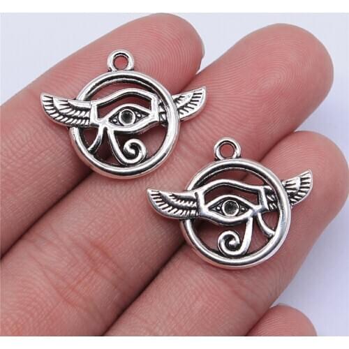 WYSIWYG 5pcs 25x19mm Antique Silver Color Eye Of Horus Charms Pendant For Jewelry Making DIY Jewelry Findings