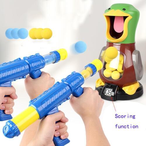 Funny Air Powered Safety Soft Bullet Gun Hit me Hungry Shooting Duck Electronic Game Target Bullet Kids Toy