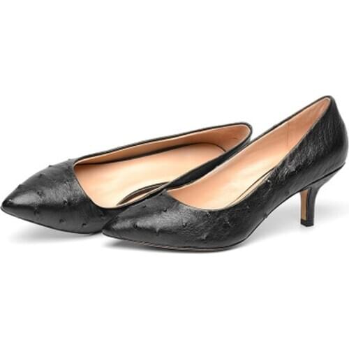Chue new arrival ostrich leather Women shoes fashion shallow mouth High heels Women shoes pointed women formal shoes