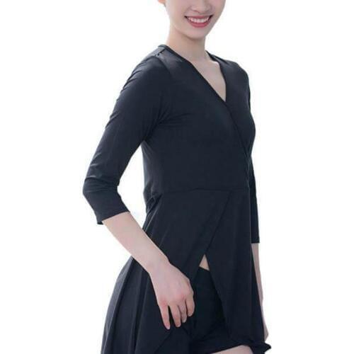 V Neck 3/4 Length Sleeve Latin Top with Lacing 207-242