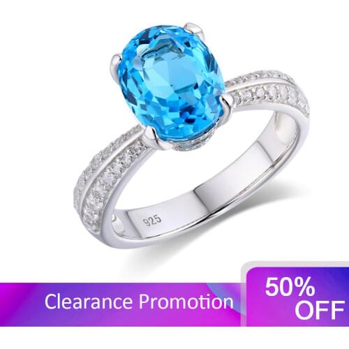 GZ ZONGFA High Quality Natural Swiss Blue Topaz Engagement Rings 925 Sterling Silver Natural Zircon Ring For Women