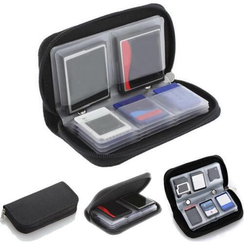 1 PC Black 22 SDHC MMC CF Micro SD Memory Card Storage Carrying Zipper Pouch Case Protector Holder Wallet