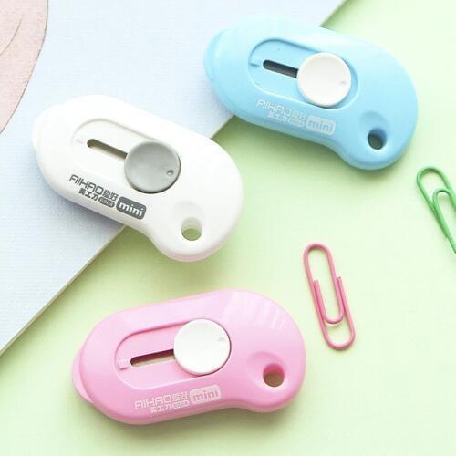 1PC Lovely Solid Color Mini Portable Utility Knife Paper Cutter Cutting Paper Razor Blade Office Stationery Escolar Papelaria