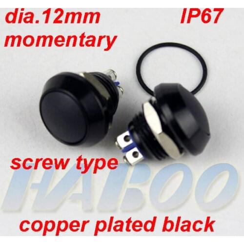 1pcs packing shipping free metal switch black color 1pcs momentary mini push button switch 1NO with screw type