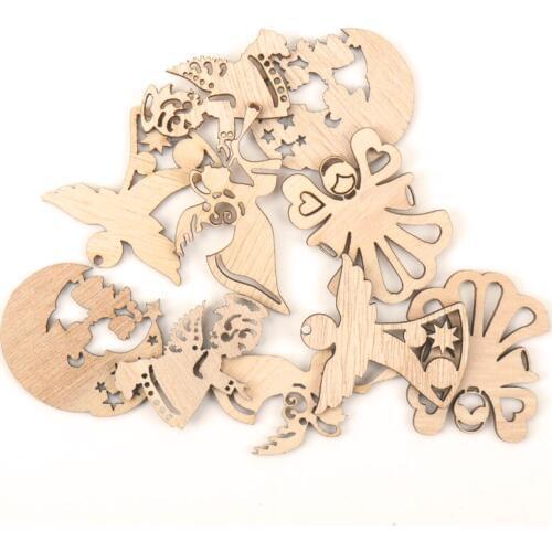 Mix Wooden Angel Pattern Scrapbooking Painting Collection Craft Handmade Accessory Home Decoration DIY 44-48mm 10pcs MZ190