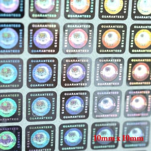10x10mm original hologram Guaranteed Genuine stickers small square hologram stickers