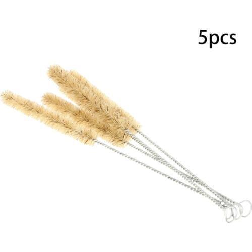 Reusable Pig Hair Test Tube Brush Metal Handle Cleaner Laboratory Brush 22cm Long Drinking Straw Cleaning Brush Kit 2~5pcs