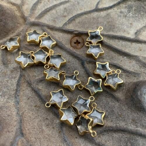 2pcs Rock Crystal Quartz star 925gold 10.19mm
