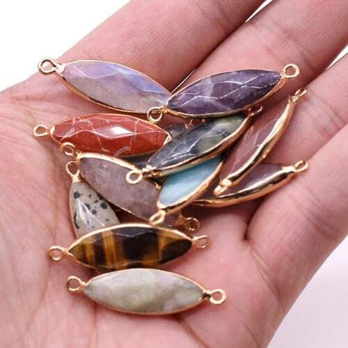 2Pcs Natural Stone Connector Horse Eye Shaped Exquisite Semi-precious For Jewelry Making DIY Necklace Bracelet Accessory