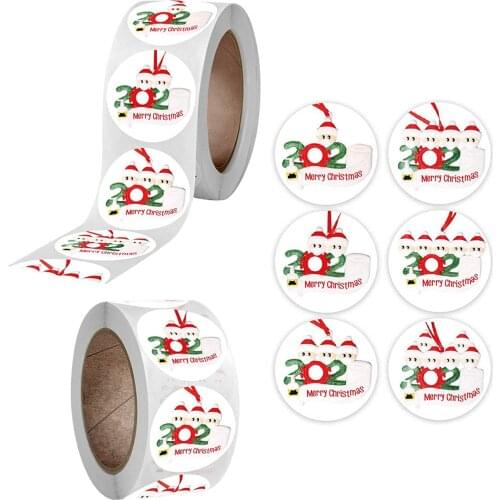 2020 Christmas Stickers Quarantine Survivor Christmas Roll Pack Sticker 500 Labels Per Roll