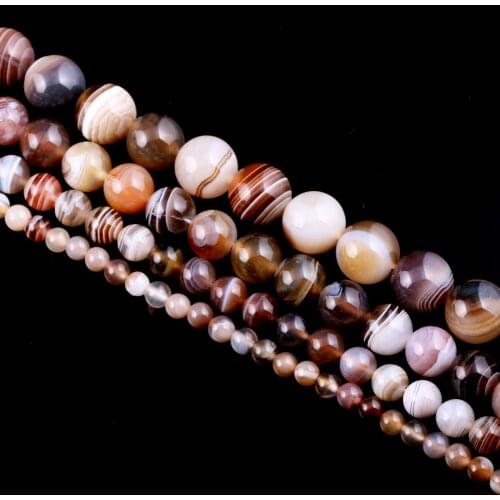 4/6/8/10mm Natural Stone Round Grey Stripe Agated Spacer Beads for Jewelry Making DIY Tribal Necklace Bracelet 15 inch