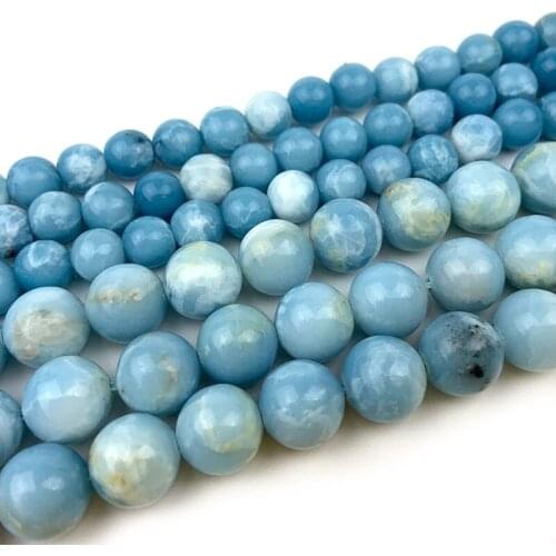 8-12mm Blue Larimar Stone Beads Synthetic Larimar Round Loose DIY Beads For Jewelry Making Beads Accessories 15'' Women Men Gift