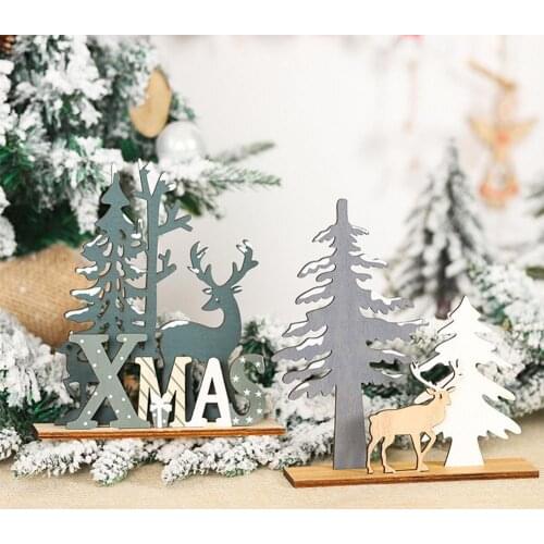 Wooden Elk Xmas Tree Pendants Ornaments For New Year 2020 Gift Wooden Hollow Christmas Decorations For Home Noel Natal 2022