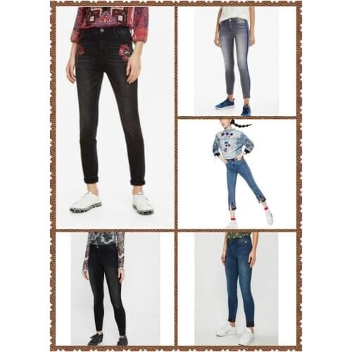 DESIGUAL spain foreign jeans for women stretch jeans high waisted skinny jeans woman ripped jeans for women